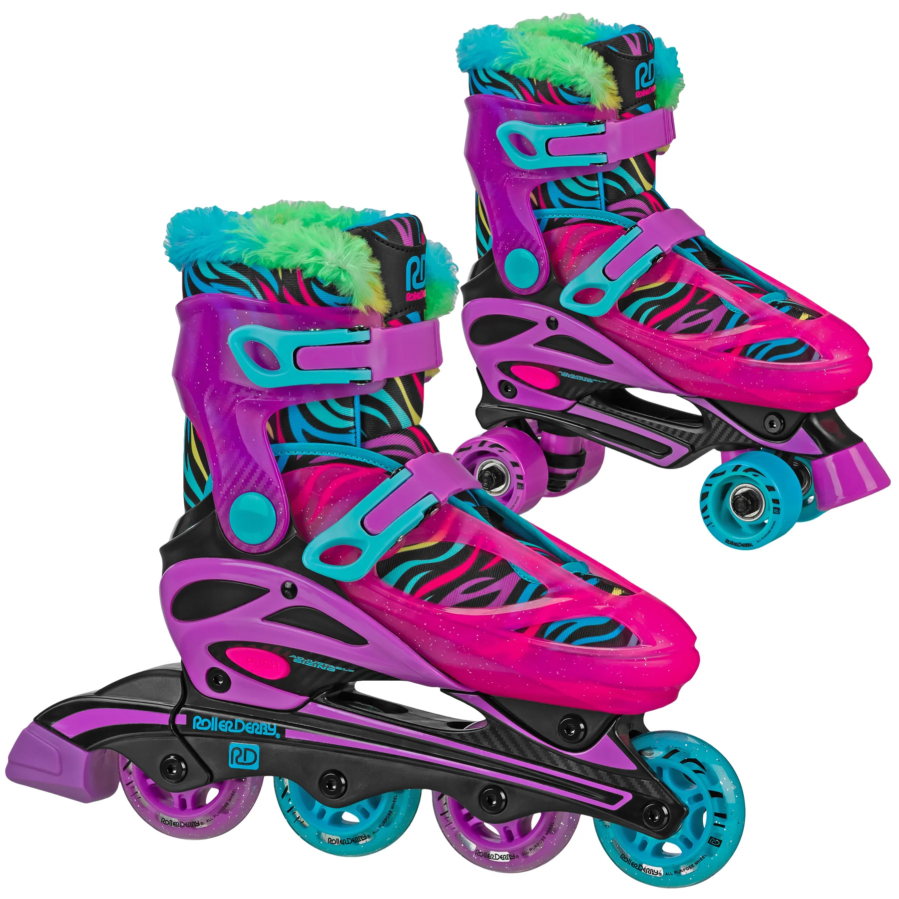 Roller Derby Girl's Adjustable 2-in-1 Quad and Inline Skates - Image 10