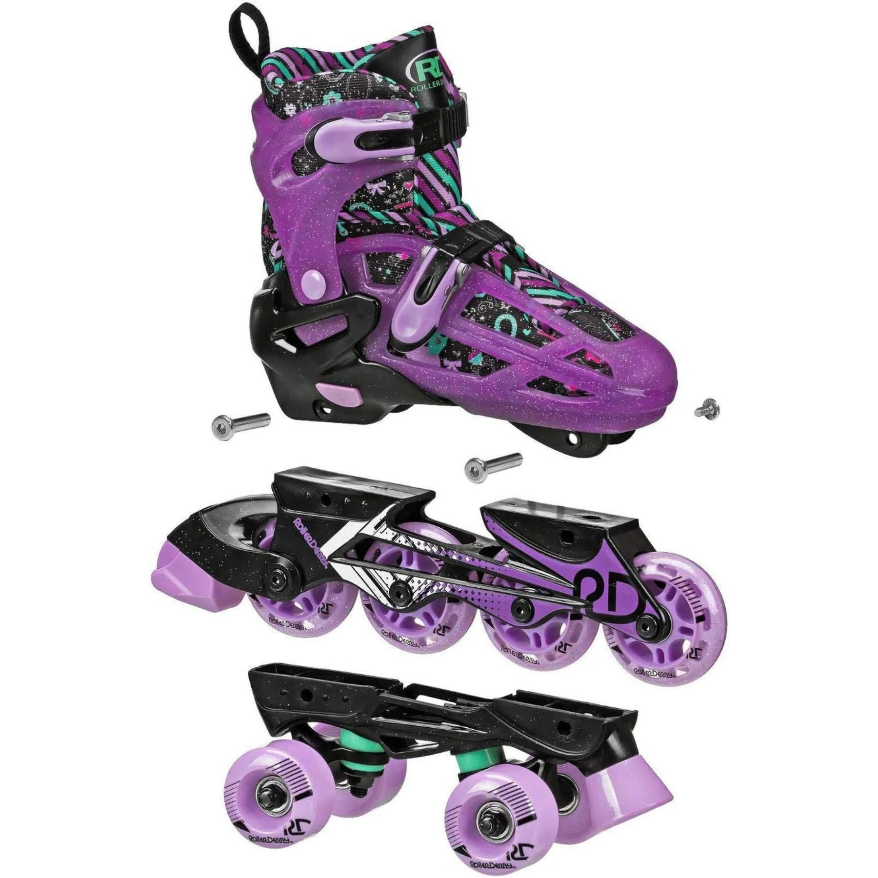 Roller Derby Girl's Adjustable 2-in-1 Quad and Inline Skates - Image 8